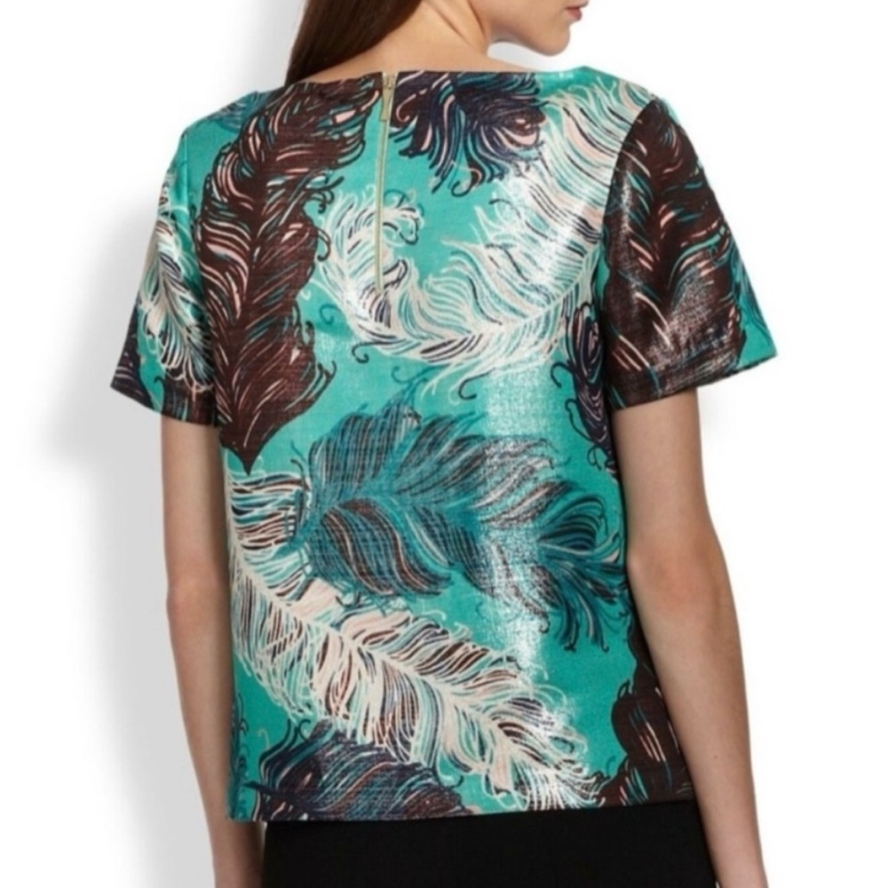 Kate Spade Regal Plumes Boxy Graphic Top - Picture 2 of 6